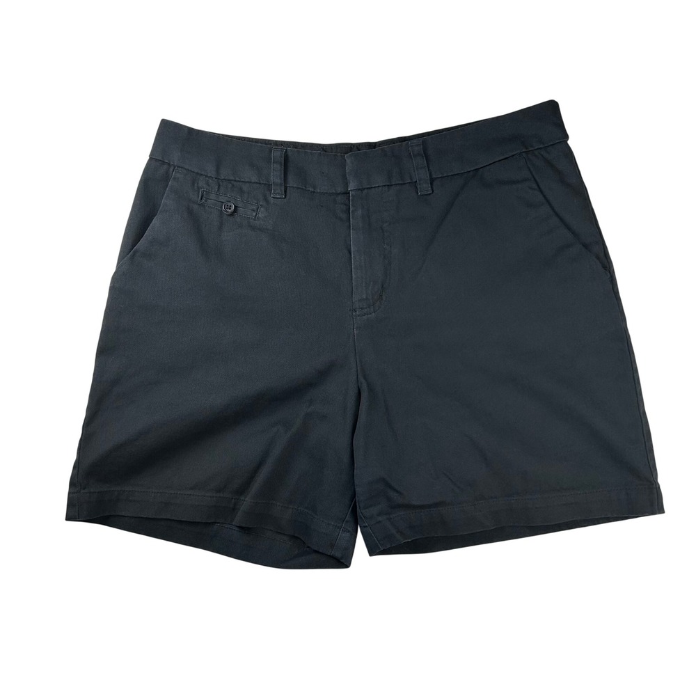 Cherokee Womens Black Chino Shorts Size‎ 10 Nano-Tex Stretch Cotton Flat Front